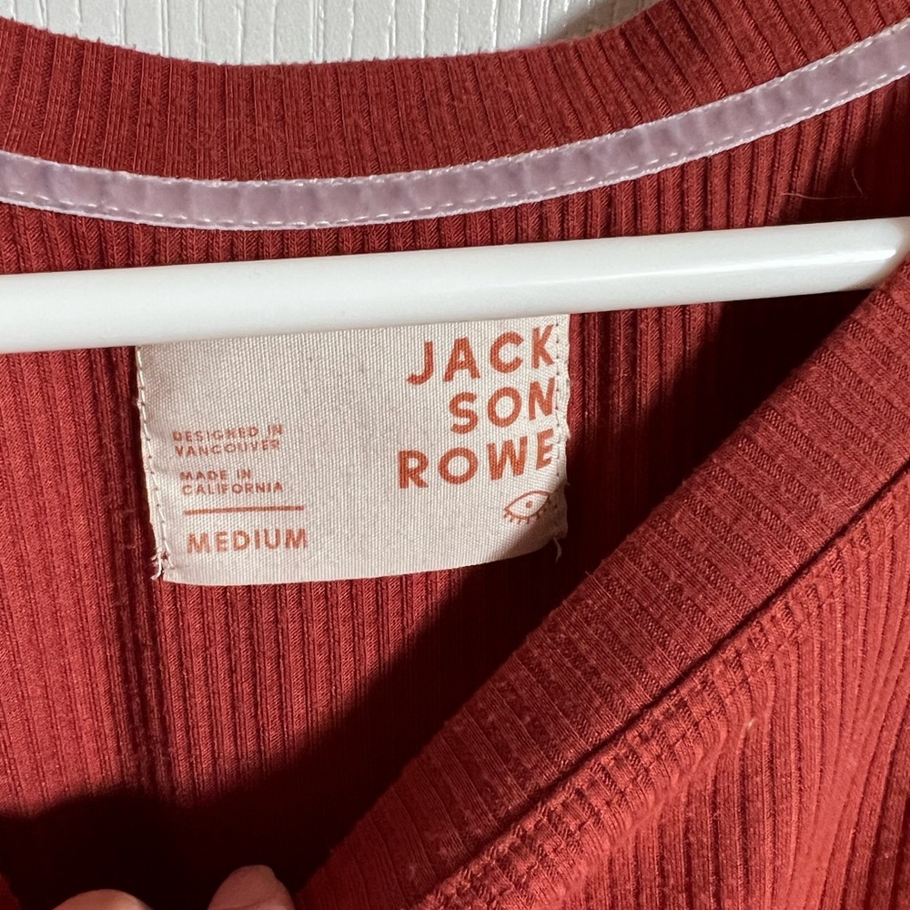 Jackson Rowe Ribbed Short Sleeve Tee in Rust Red - Picture 4 of 4